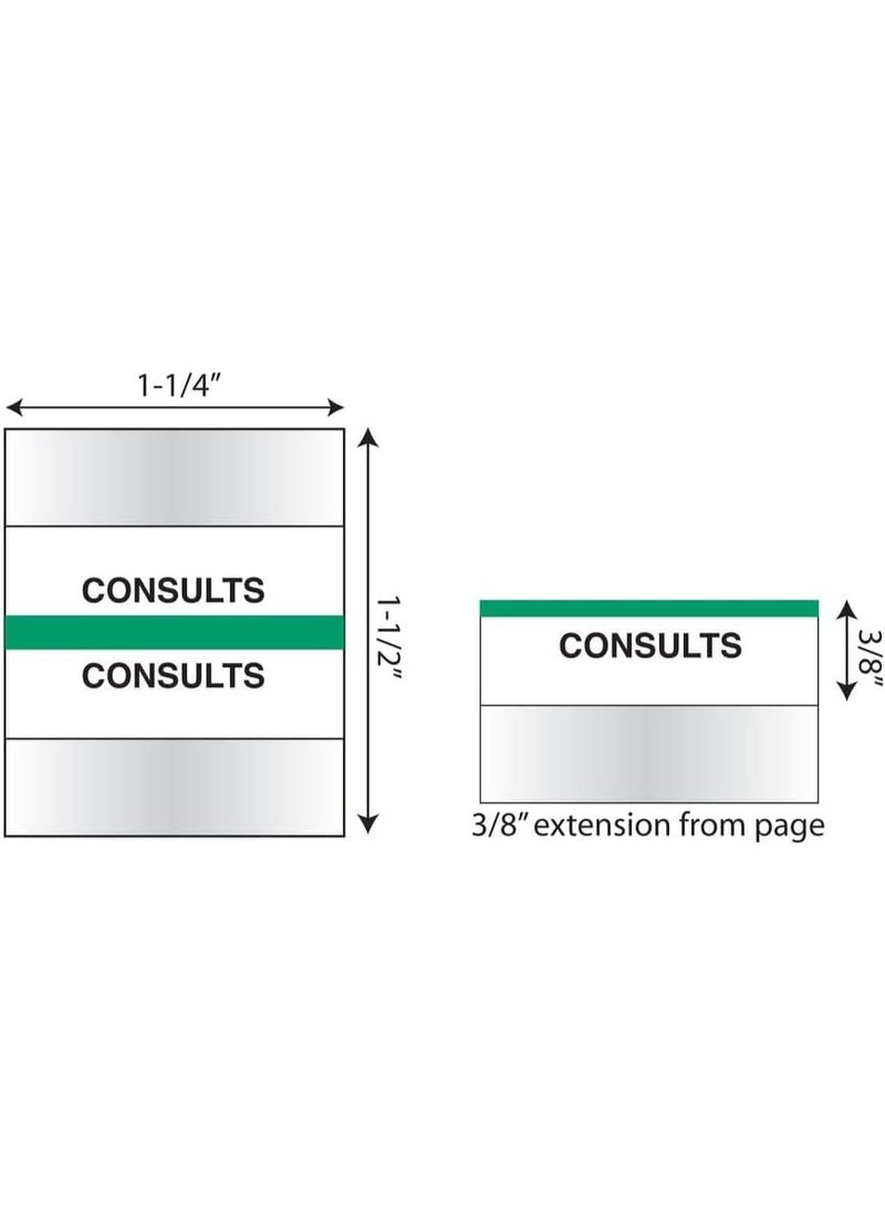 tabbies Tabbies Medical Chart Index Tabs CONSULTS 1-1/4"W x 1/2" H, Green, 100 Tab Inserts Per Pack (54523)  - Image 1