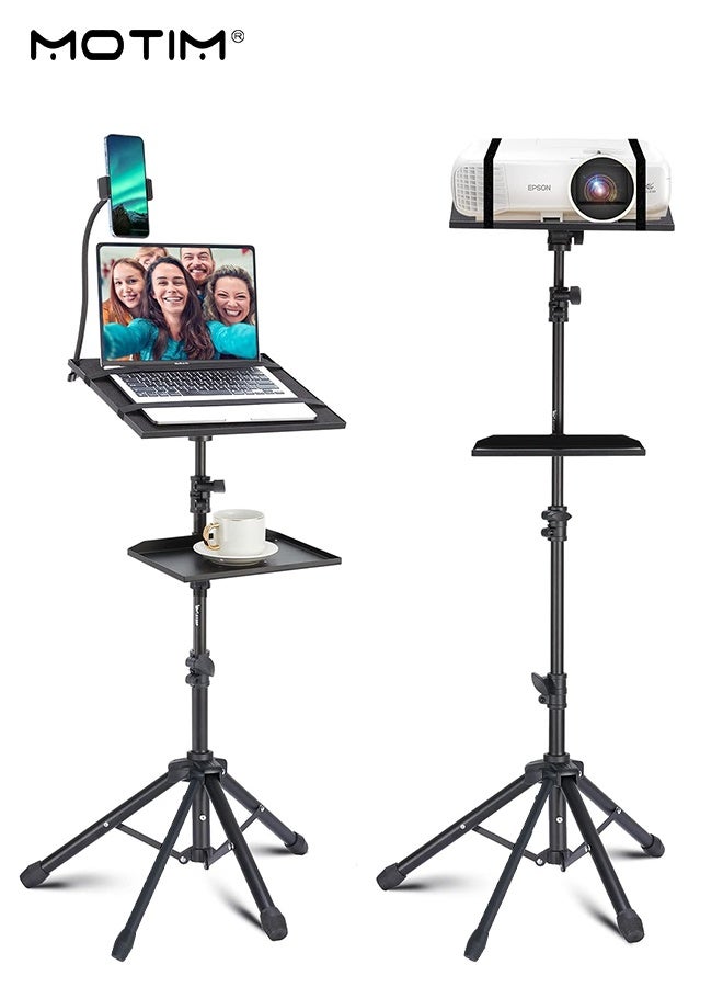 Motim Projector Stand Tripod with Phone Holder, Multifunctional Laptop Floor Stand Adjustable Height 51 Inches, Projector Tripod Stand, Laptop Tripod Stand, Projector Stand for Outdoor Movies - Image 1