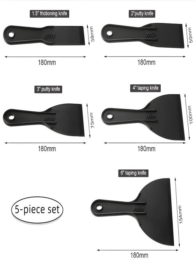 TARINI Plastering Tools, Wallpaper Scraper, Filler Tool, 5 Pcs Silicone Spatula & Scraper Set - Multi-Purpose Wallpaper Scraper, Car Film Scraper for Home & Auto Use - Image 2