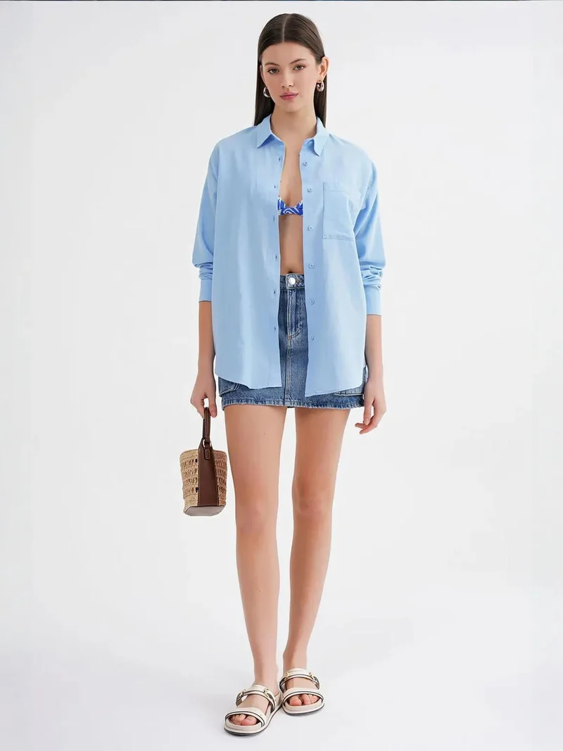 MixRay Mixray Oversize Linen Blend Shirt