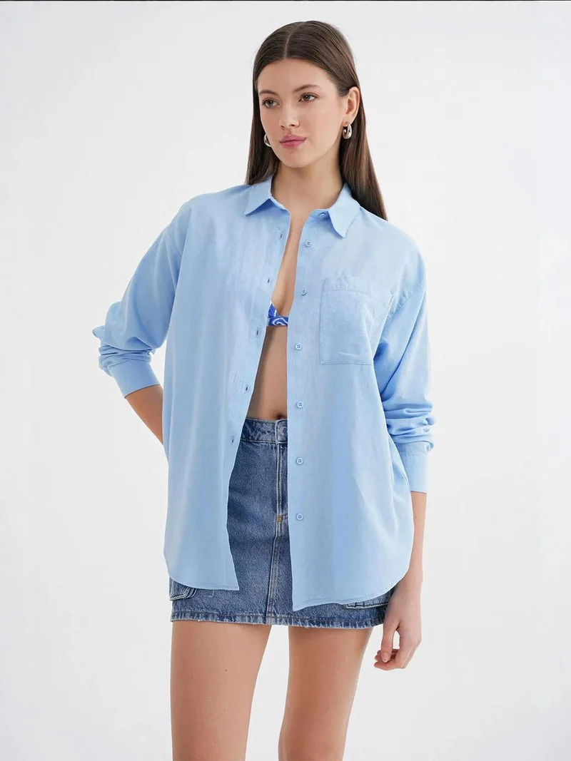MixRay Mixray Oversize Linen Blend Shirt