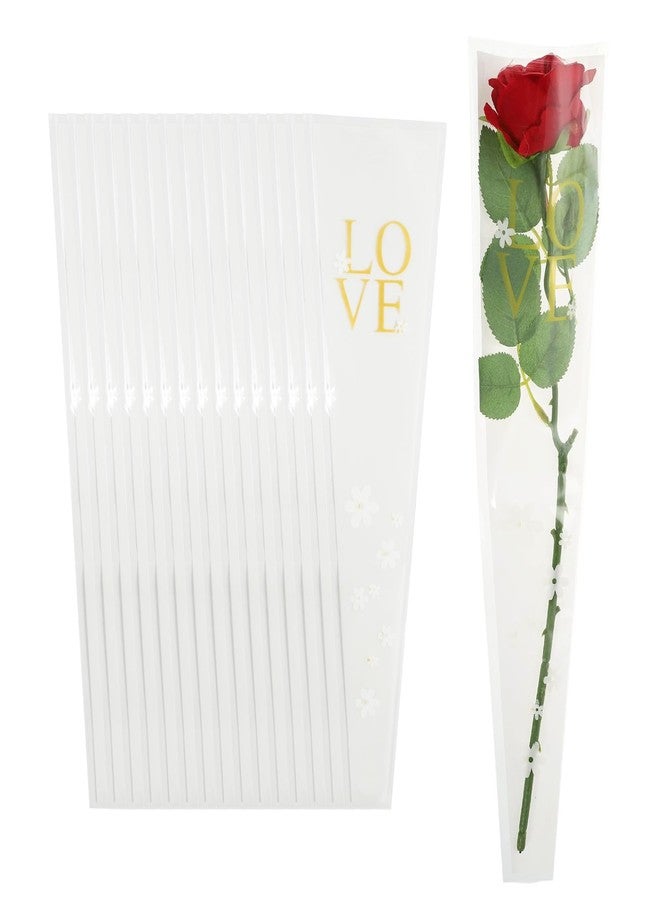 PATIKIL 150 Pack Flower Wrapping Bag, White Floral Packing Sleeves with Ribbons Gold Edge for Bouquets Wedding Birthday Graduation Anniversary Arrangement Gift, 17.7"x4.7"x1.4" - Image 1