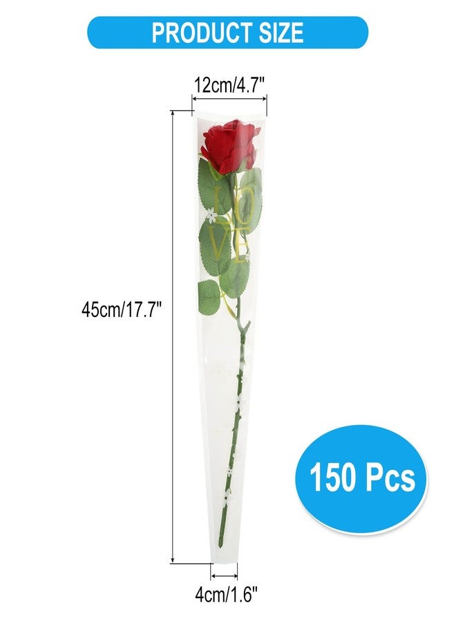 PATIKIL 150 Pack Flower Wrapping Bag, White Floral Packing Sleeves with Ribbons Gold Edge for Bouquets Wedding Birthday Graduation Anniversary Arrangement Gift, 17.7"x4.7"x1.4" - Image 2
