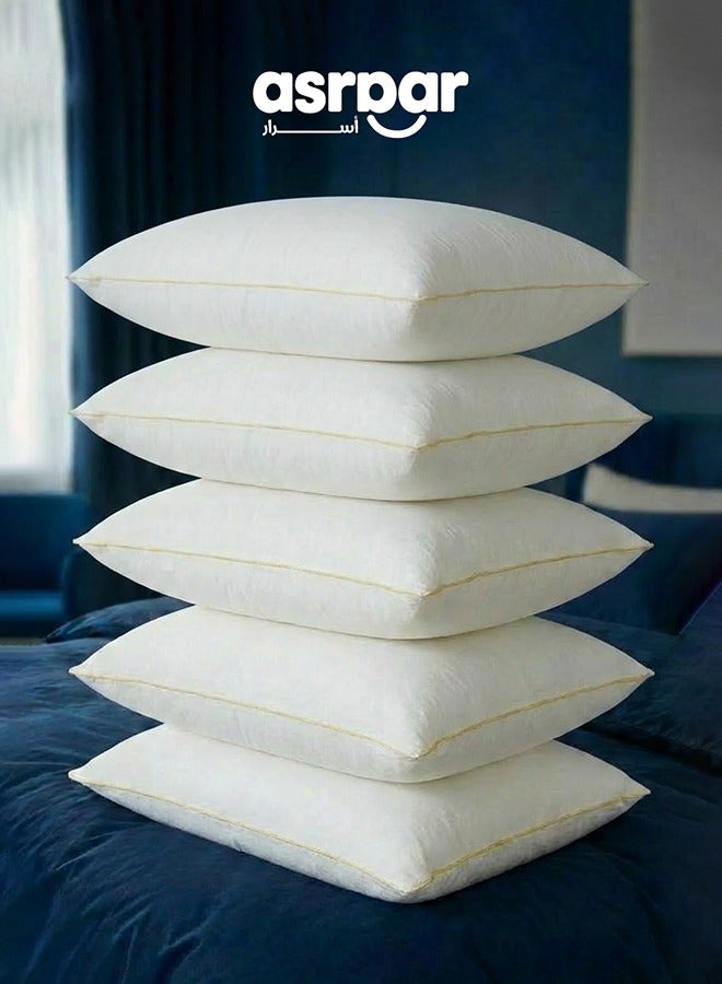 Asraar 5 Piece | Luxury Sleeping Pillow with Microfiber Filling and Elegant Gold Trim – Comfortable Support and Restful Sleep – 1000g - Image 1