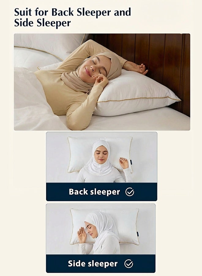 Asraar 5 Piece | Luxury Sleeping Pillow with Microfiber Filling and Elegant Gold Trim – Comfortable Support and Restful Sleep – 1000g - Image 5