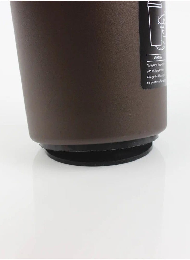 QSHOP - QSHOP® 350ml Stainless Steel Vacuum Insulated Thermal Mug, Leakproof BPA Free Sports Water Coffee Tea Travel Mug for Hot or Cold Premium (Brown) - Image 1