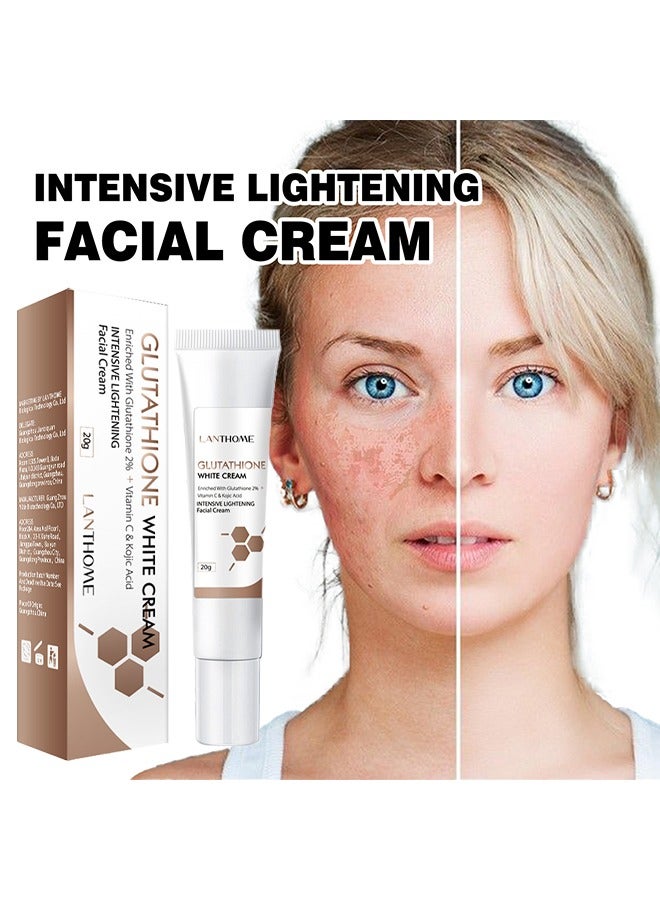 Lanthome Glutathione White Cream - Facial Dark Spots Remover 2% Glutathione Face Cream Whitening Moisturizing Facial Cream Face Moisturizer Facial Skin Care Cream Intensive Lightening Facial Cream 20g - Image 2