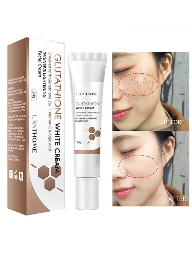 Lanthome Glutathione White Cream - Facial Dark Spots Remover 2% Glutathione Face Cream Whitening Moisturizing Facial Cream Face Moisturizer Facial Skin Care Cream Intensive Lightening Facial Cream 20g - Image 1