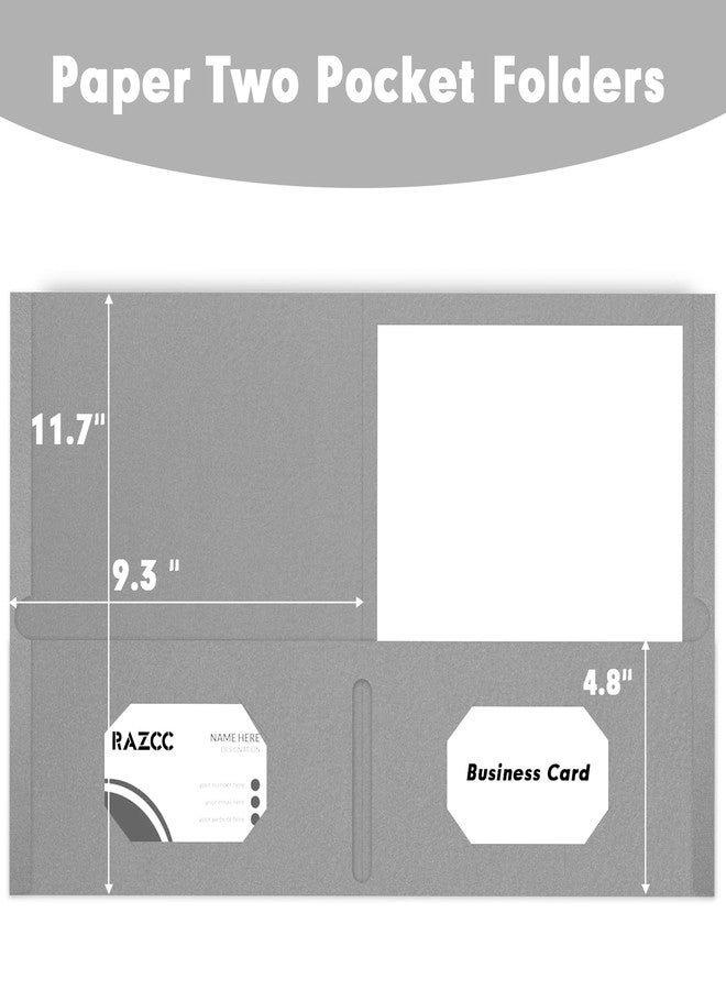 RAZCC Two Pocket Folders, RAZCC 75 Pack 2 Pocket Folders Fit Letter Size Paper, Paper Folders with Pockets for School Office Business Home, Grey - Image 2