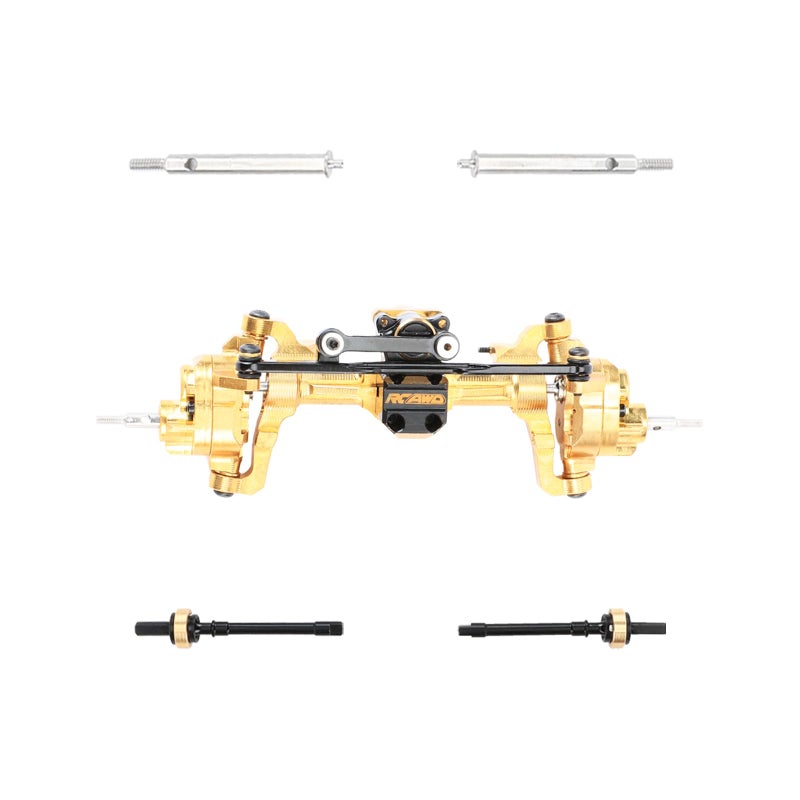 RCAWD Fourth Version Brass SCX24 Front Portal Axles Wide Axle Highly Rigid Driveshaft Thickened Screws for Axial 124 SCX24 AX24 Series Upgrades Parts Gold - Image 3