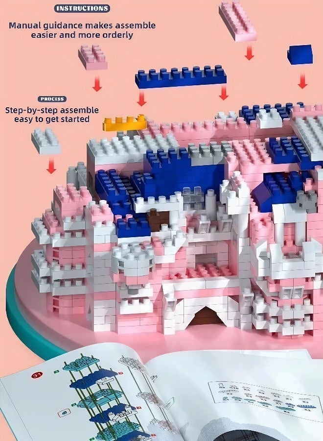 This 3008-piece pink princess castle building block set, a mini castle building block set, a miniature toy building block model kit, a parent-child interactive miniature dollhouse assembly model, and a cube toy set, is the perfect gift for children on holidays such as New Year, parties, and birthdays. - Image 4