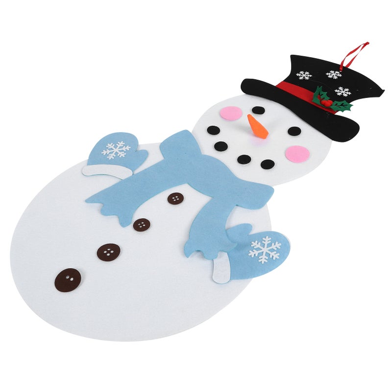 DIY Felt Christmas Snowman Game Set Detachable Ornament Xmas Wall Hanging DecorBlue Scarf - Image 5