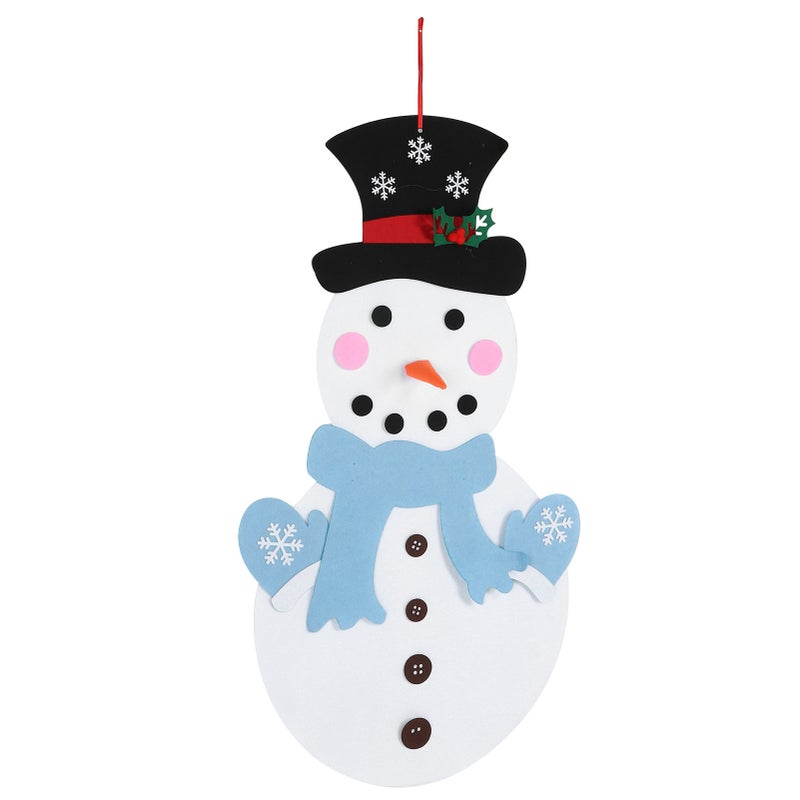DIY Felt Christmas Snowman Game Set Detachable Ornament Xmas Wall Hanging DecorBlue Scarf - Image 2