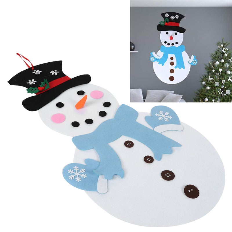 DIY Felt Christmas Snowman Game Set Detachable Ornament Xmas Wall Hanging DecorBlue Scarf - Image 1