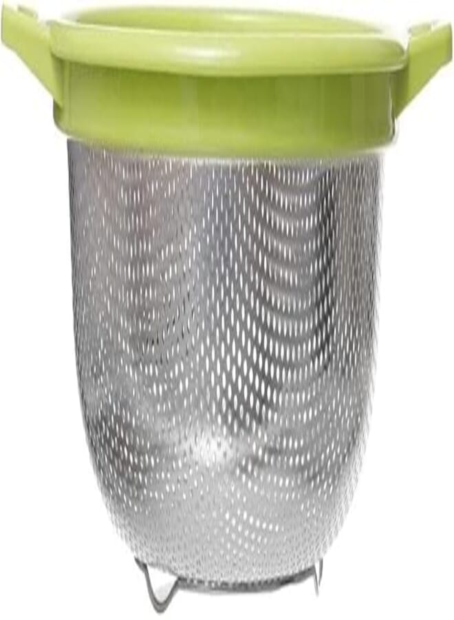 BB Round Stainless Steel Strainer with Plastic Frame and Handle, 27 cm Size, Green