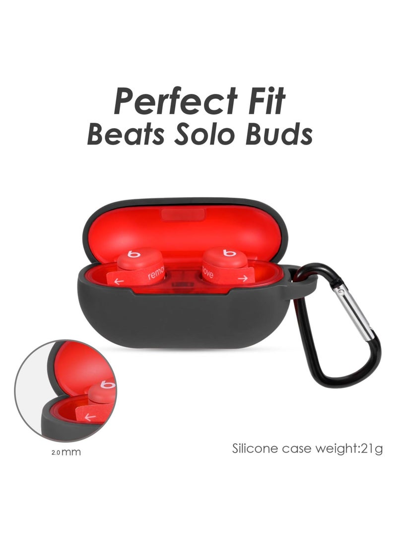 Silicone Case for Beats Solo Buds 2024, Premium Shockproof Case Cover with Carabiner and Cleaning tools-Blue - Image 2