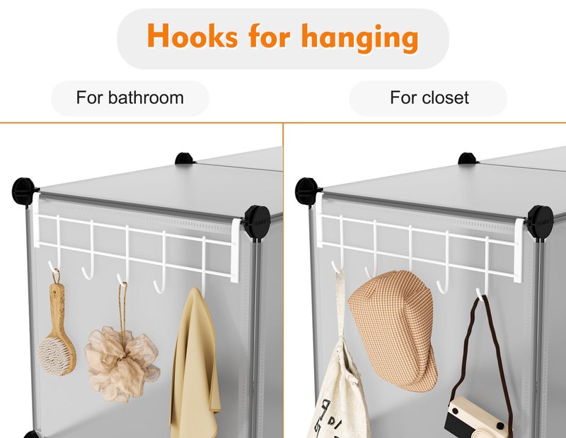 HOMIDEC 6-Cube Light Grey Cube Storage Organizer, Modular Storage Shelf with Hammer, Bin Cabinet Closet Bookshelf for Living Room, Bedroom, Office, Each Cube Size 11.8 x 11.8 inch - Image 5