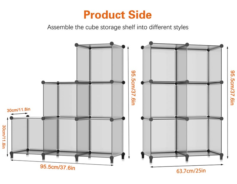HOMIDEC 6-Cube Light Grey Cube Storage Organizer, Modular Storage Shelf with Hammer, Bin Cabinet Closet Bookshelf for Living Room, Bedroom, Office, Each Cube Size 11.8 x 11.8 inch - Image 3