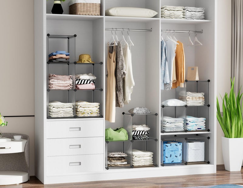 HOMIDEC 6-Cube Light Grey Cube Storage Organizer, Modular Storage Shelf with Hammer, Bin Cabinet Closet Bookshelf for Living Room, Bedroom, Office, Each Cube Size 11.8 x 11.8 inch - Image 4
