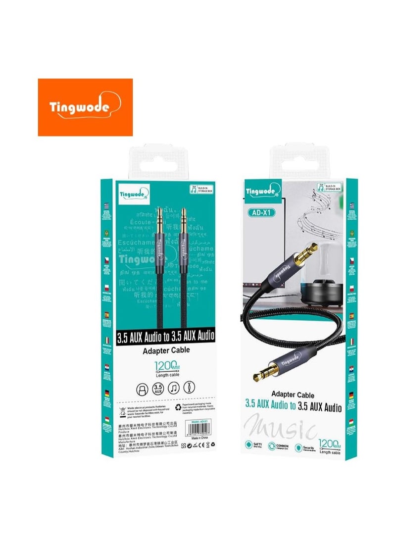 تينج ودي Tingwode AD-X1 كابل محول 3.5 ملم AUX Audio إلى 3.5 AUX نقل الصوت 1200 ملم - أحمر
فضة
أسود
بنفسجي - Image 2