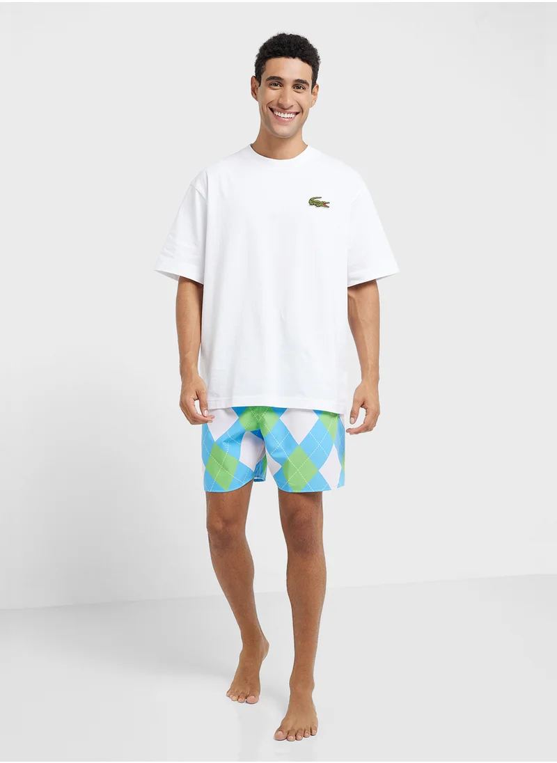 LACOSTE Pattern Printed Swim Shorts