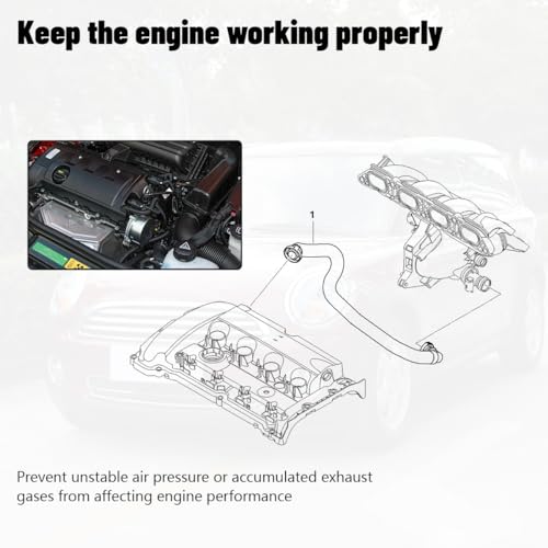 Bomunik 2005-2012 For MINI Hose R55 R56 R57 R58 R59 Crankcase Vent Hose Valve Cover Replacement No. # 11157605186 11157565449 - Image 2