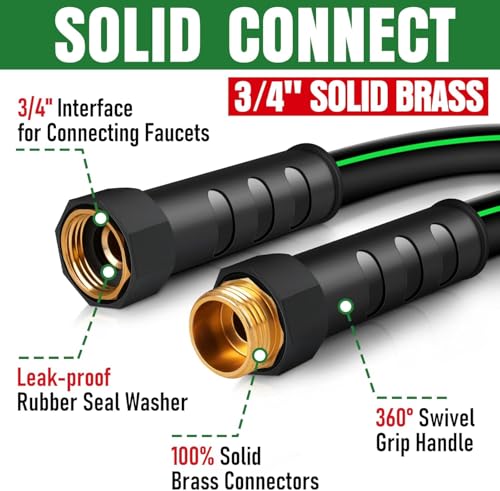 EOOIO Heavy Duty Garden Hose 6ft, NON-EXPANDABLE Flexible Water Hose, Kink Resistant Lightweight Hybrid Hose, Leakproof Hose Male to Female Fittings - Image 3