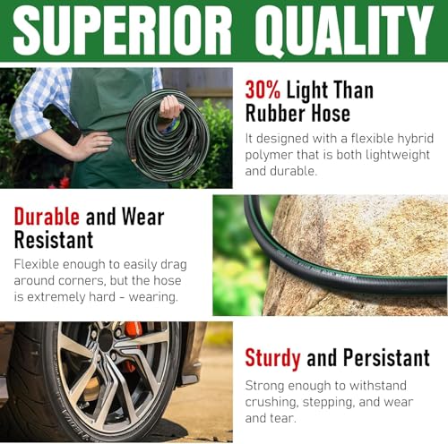 EOOIO Heavy Duty Garden Hose 6ft, NON-EXPANDABLE Flexible Water Hose, Kink Resistant Lightweight Hybrid Hose, Leakproof Hose Male to Female Fittings - Image 5