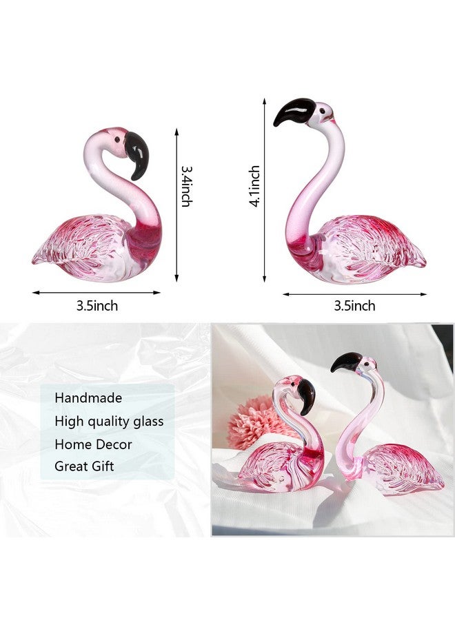 LONGWIN Handmade Art Glass Flamingo Figurines 2 Pcs/Pair Hand Blown Glass Flamingo Animal Sculpture Collectible Figurines Home and Wedding Decor - Image 5