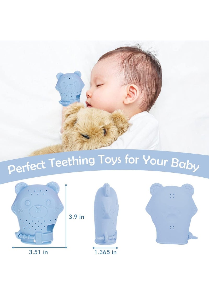KASTWAVE 2 Pack Teething Mitten Baby Glove Teether Toys Silicone Soothing Pain Relief for Infant Boys and Girls for 0-6 Months Baby  - Image 4