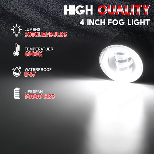 MNWHUC Fog Lights 4 inch OEM 195989003 For DODGE CHARGER 20112014 Front Bumper DriverPassenger Left Right Fog Lights Lamps with Turn signal lamp and DRLSuper Bright 6000K cool white Beam 2Pack - Image 3