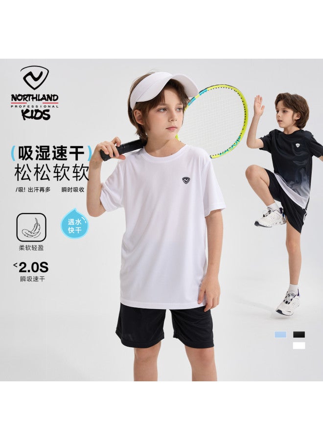 NorthLand Kids' Summer Moisture-wicking Quick-dry Sport Set - Boys' Breathable Outdoor Casual Soft Top & Shorts 2-piece - Image 2