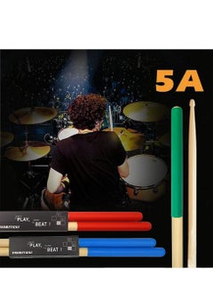 Excefore Drum Sticks Non-Slip, 3 Pair Classic Maple Wood Drumsticks, 5A Drumsticks for Adults, Kids, Students, and Beginners (Red,Blue,Green)  - Image 5