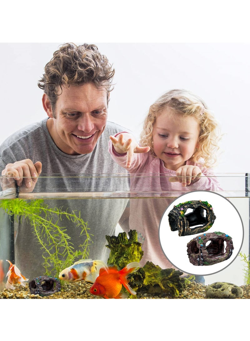 Aquarium Decor Set, 2 Resin Ornaments, Broken Barrel Design for Fish Tank Landscaping and Hiding Spots, Perfect for Aquatic Environments - Image 5