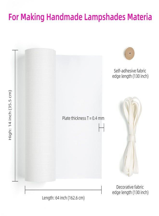 ELFCAB Lampshade Material Styrene White Fabric to Make Lampshade Pre-cut Length Pressure Sensitive Styrene for DIY Lampshade (14" High X 64.01" Wide) - Image 2