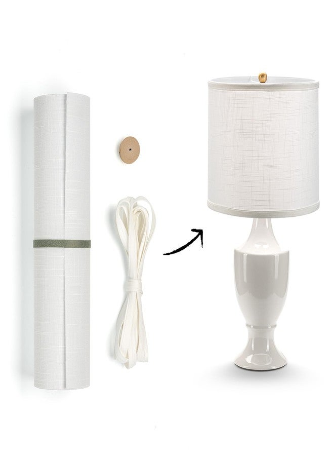 ELFCAB Lampshade Material Styrene White Fabric to Make Lampshade Pre-cut Length Pressure Sensitive Styrene for DIY Lampshade (14" High X 64.01" Wide) - Image 1