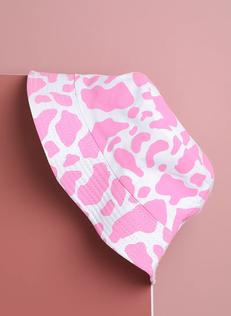 صوص هاوت قبعة دلو وردية أنيقة بطبعة