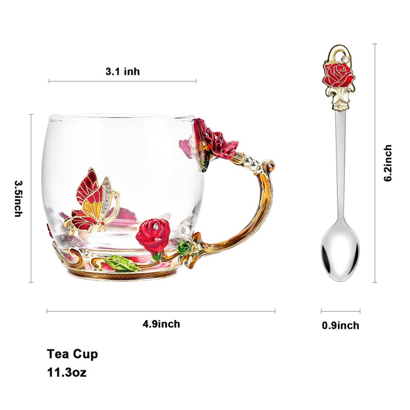 OEAGO Gifts for Mom Women Mothers Day Valentines Day Gifts Glass Coffee Enamels Mug Best Birthday Valentine's for Her Girlfriend Wife from Daughter Son Tea Cup Christmas Stocking Stuffers - Image 2