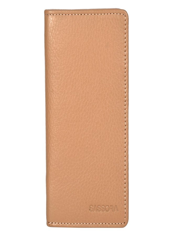 Sassora Premium Leather Zip Closure Unisex RFID Travel Key Case Pouch (Beige) - Image 1