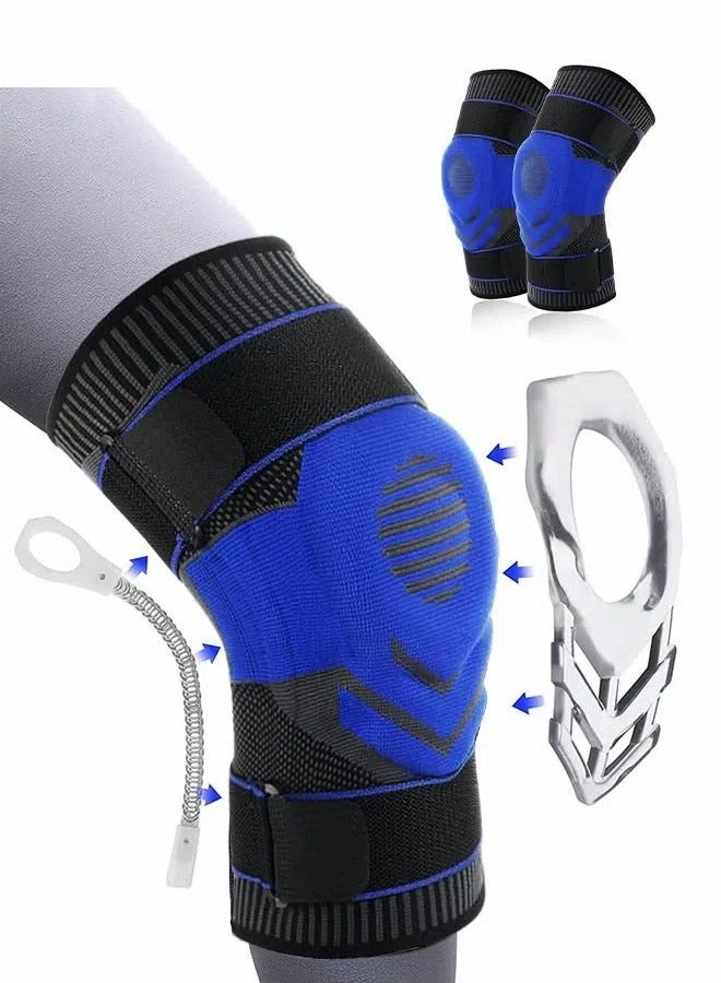 وسادات الركبة لعلاج آلام الركبة، وسادات الركبة الضاغطة، وسادات الركبة الاحترافية مع وسادات جل الرضفة ومثبتات جانبية، وسادات رياضية للجري والتمارين الرياضية والتهاب المفاصل وتعافي المفاصل (XL) - Image 1