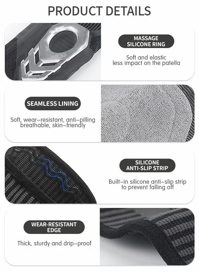 وسادات الركبة لعلاج آلام الركبة، وسادات الركبة الضاغطة، وسادات الركبة الاحترافية مع وسادات جل الرضفة ومثبتات جانبية، وسادات رياضية للجري والتمارين الرياضية والتهاب المفاصل وتعافي المفاصل (XL) - Image 3