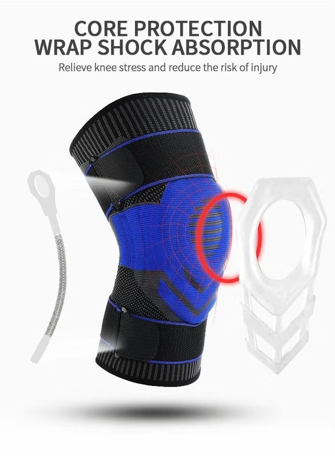 وسادات الركبة لعلاج آلام الركبة، وسادات الركبة الضاغطة، وسادات الركبة الاحترافية مع وسادات جل الرضفة ومثبتات جانبية، وسادات رياضية للجري والتمارين الرياضية والتهاب المفاصل وتعافي المفاصل (XL) - Image 2