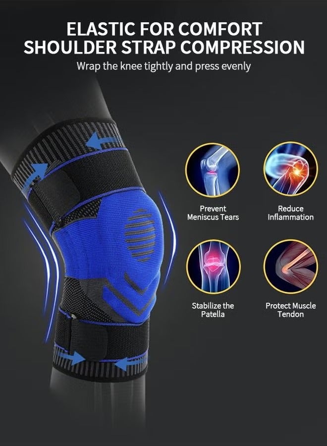 وسادات الركبة لعلاج آلام الركبة، وسادات الركبة الضاغطة، وسادات الركبة الاحترافية مع وسادات جل الرضفة ومثبتات جانبية، وسادات رياضية للجري والتمارين الرياضية والتهاب المفاصل وتعافي المفاصل (XL) - Image 5