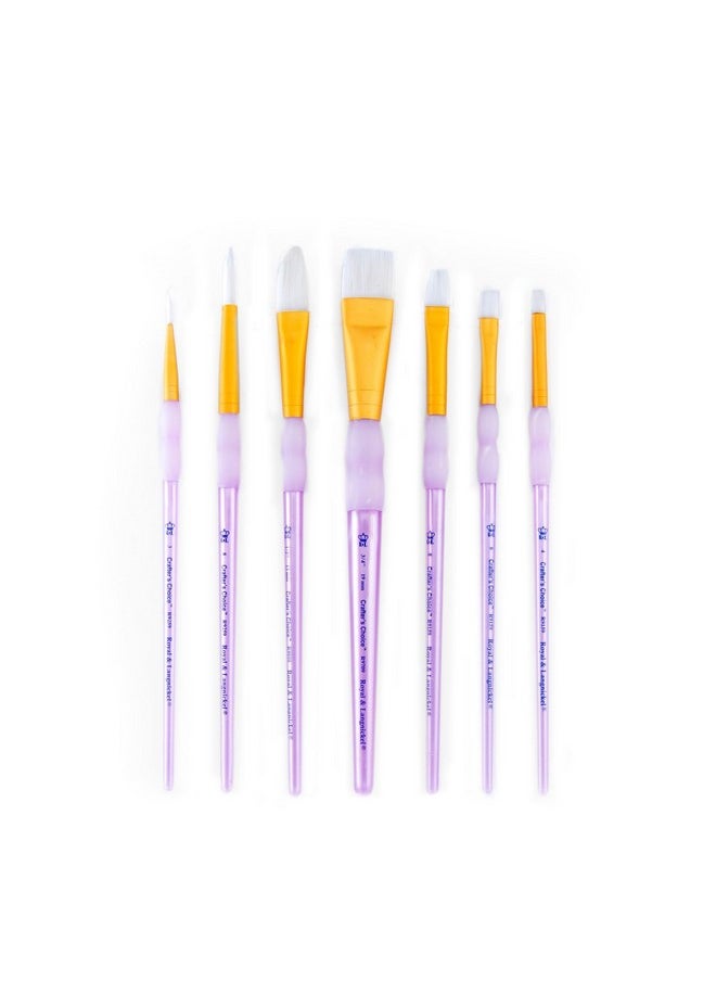 Royal & Langnickel Royal And Langnickel Crafter'S Choice Flat Taklon Variety Brush Set - White (Pack Of 7)  - Image 1
