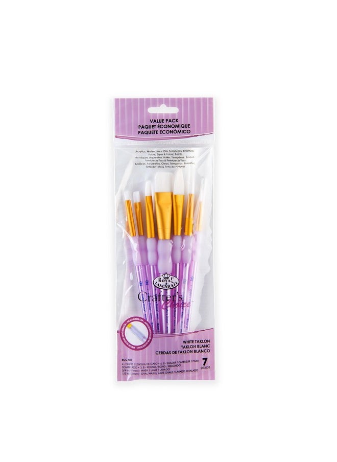 Royal & Langnickel Royal And Langnickel Crafter'S Choice Flat Taklon Variety Brush Set - White (Pack Of 7)  - Image 2