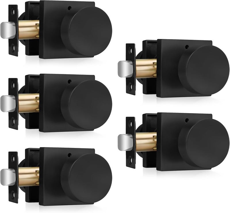 Haidms Matte Black Door Knobs Interior Privacy, Heavy Duty Square Black Interior Door Knobs for Bedroom, Zinc Alloy Privacy Door Knob Bathroom (5 Pack) - Image 1