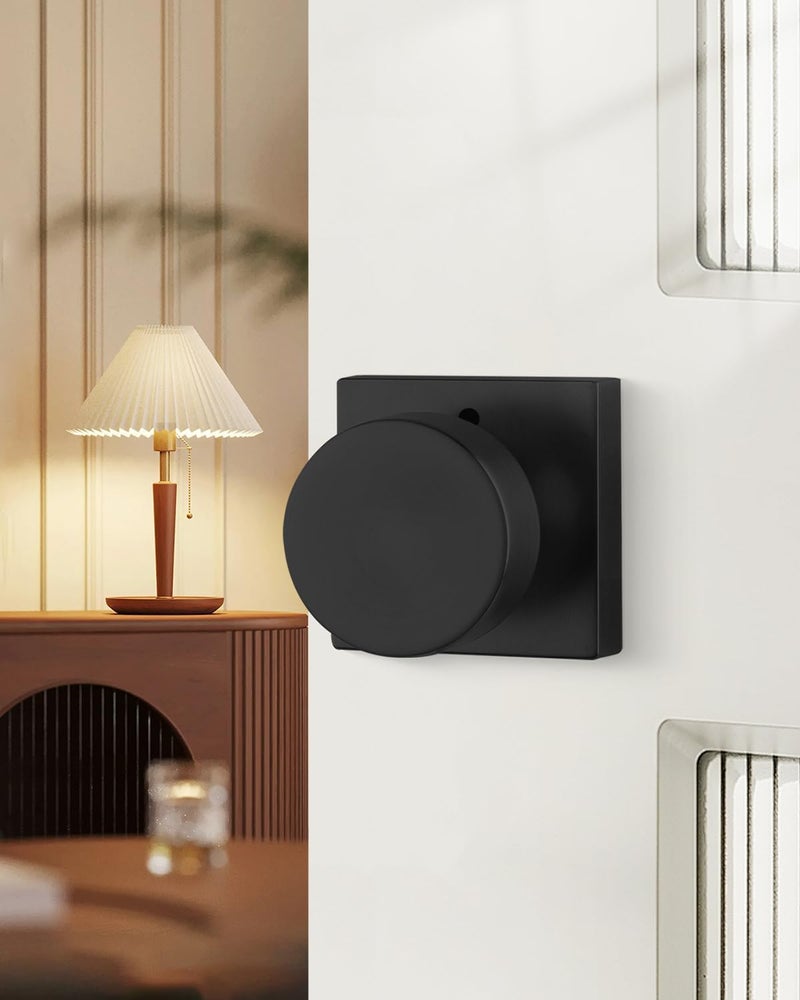 Haidms Matte Black Door Knobs Interior Privacy, Heavy Duty Square Black Interior Door Knobs for Bedroom, Zinc Alloy Privacy Door Knob Bathroom (5 Pack) - Image 2