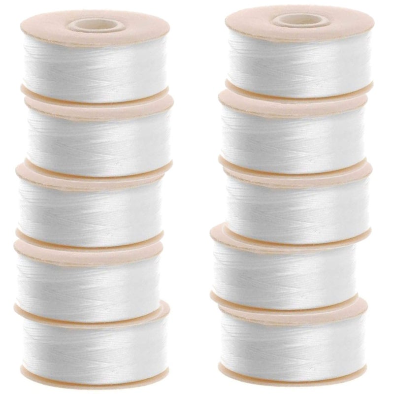 Nymo 10 Bobbins of 64 Yards Size D White Nylon Beading Thread for Delica Beads