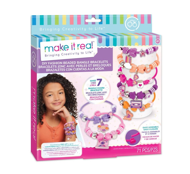 Make It Real DIY Fashion Beaded Bangle Bracelets Craft Kit - Image 1
