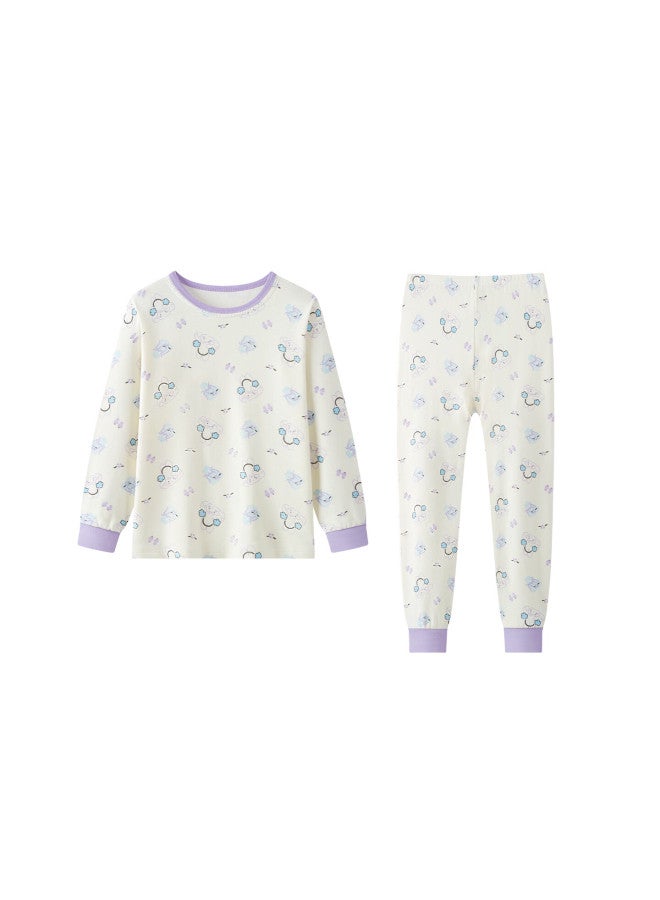Deesha 7a Antibacterial 40s Tight-spun Girls' Pure Cotton Crew Neck Thermal Underwear Set For Older Children - Image 2